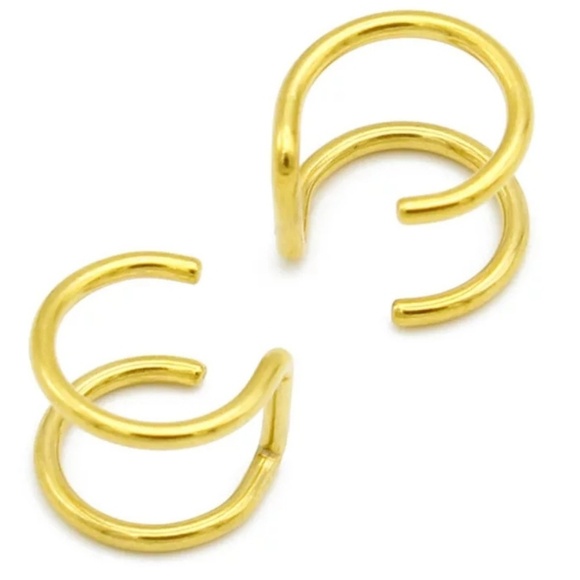 Pair of Double Ear Cuff Clip Earnings Silver Color - Picture 2 of 7